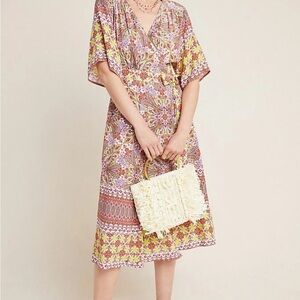 Anthropologie Anthro Kachel Floral Paisley Midi Wrap Dress